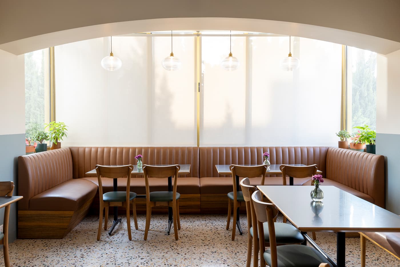 Bahi counter with warm copper lighting